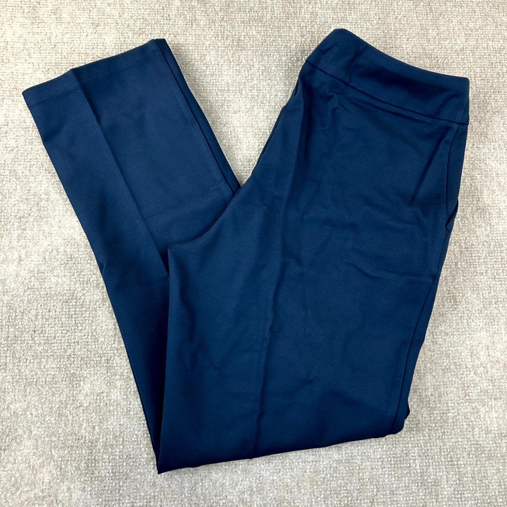 Elizabeth & Clarke Pants Womens 10 Navy Ponte Knit‎ Stretch High Waisted Pull On